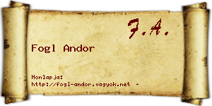 Fogl Andor névjegykártya